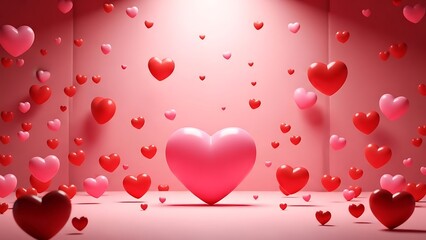 Valentine's day celebration with floating hearts and romantic ambiance