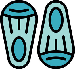 Short full foot fins designed for comfort and efficiency in diving or snorkeling activities © ylivdesign