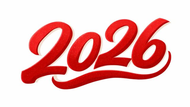 Bold red 2026 typography with stylized design and white background