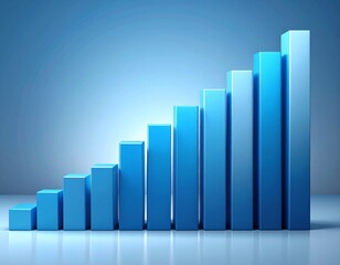 Bar Graph Displaying Growth Against a Gradient Blue Background