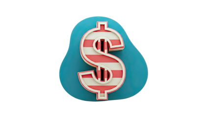 3D Rendered Dollar Sign with Red and White Stripes