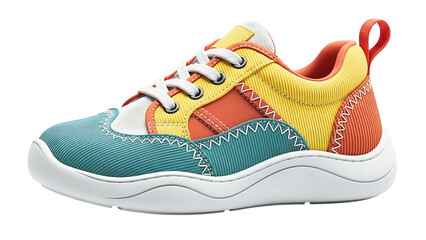 Colorful Patchwork Sneaker With Textured Panels shoe