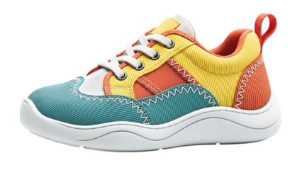 Colorful Patchwork Sneaker With Textured Panels shoe