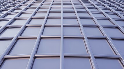 Abstract geometric pattern of a modern metallic grid facade with repeating elements