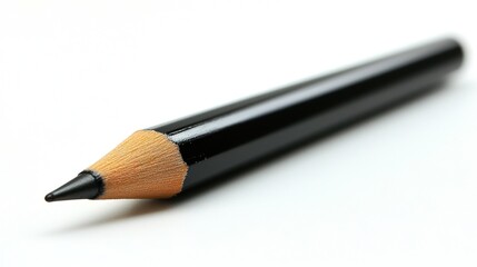 Black pencil on white background, writing tool, stationery