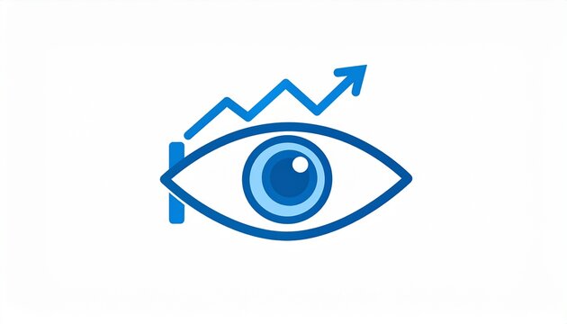 Business vision and growth icon with eye and upward trending graph, illustrating analytics, insight, and progress. - Powered by Adobe