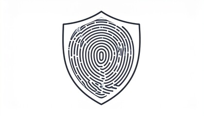 Cyber Security Fingerprint Shield Icon. Biometric Identity Verification for Data Protection, Digital Privacy, and Secure Access.
