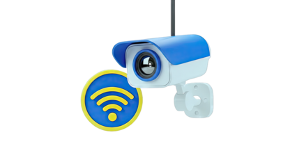 Security Camera with Wi-Fi Symbol