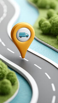 Gps navigation concept with tracking dot moving towards home on map for delivery services