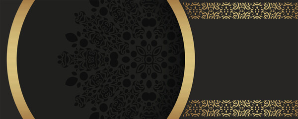 Elegant black and gold mandala design background vector illustration. © Md