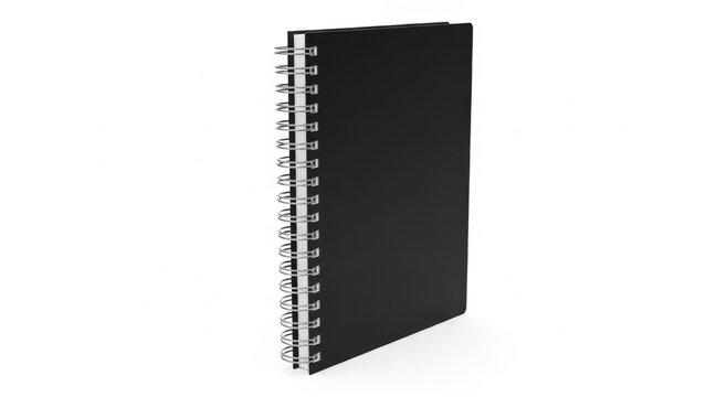 Black spiral notebook isolated on white background