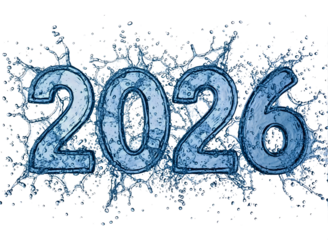 Blue water splash effect 2026 isolated on transparent background