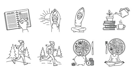 Illustrations of daily activities and wellness Vector
