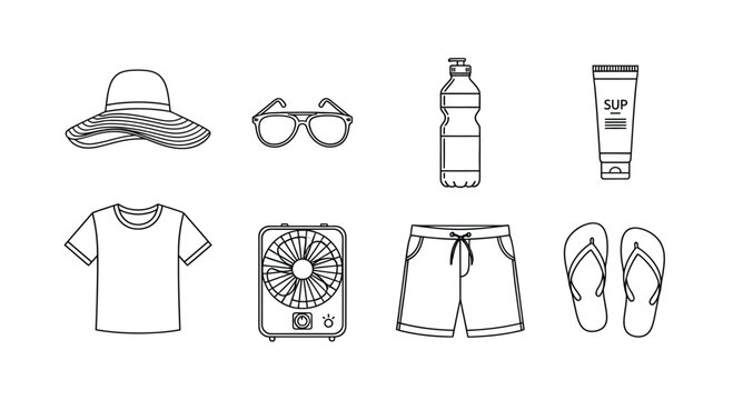 Essential summer accessories Vector