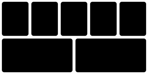 Template photo collage 7 pictures empty style for moodboard, album, bendo graphic design