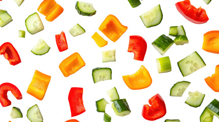 Mixed chopped vegetables Bell peppers cucumber Salad ingredient