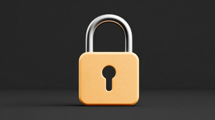Fototapeta premium Secure protection concept with yellow padlock icon on black background