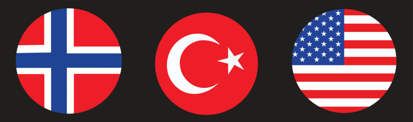 Adobe IllustraInternational Flags Icons Isolated on White Backgroundtor Artwork