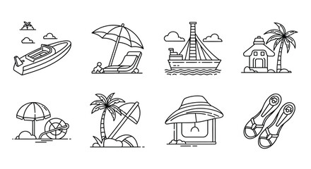 Illustrations of tropical beach items Vector © mahafuza
