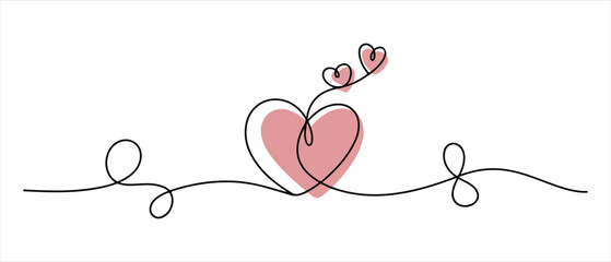 Continuous Line Heart Valentine Illustration