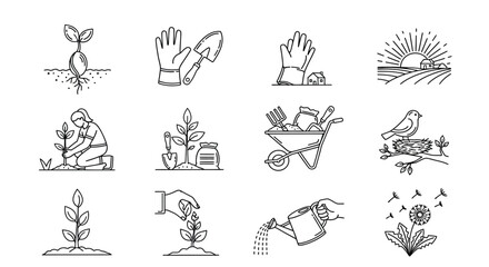 Fototapeta premium Illustrations of gardening and nature Vector