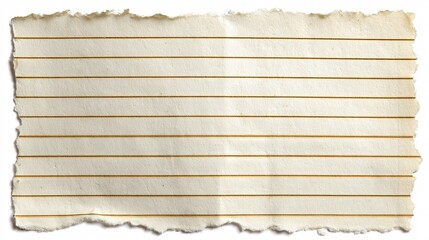 Torn Lined Paper with Rough Edges Isolated on White Background