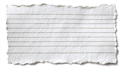 Torn White Lined Paper Sheet with Shadow on White Background