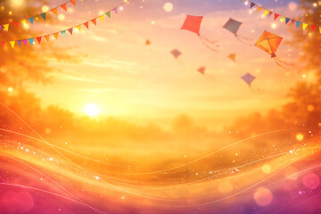 Colorful Kites Flying During Makar Sankranti Festival