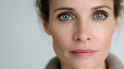 Melancholy Middle Aged Woman Looking Away On White Background