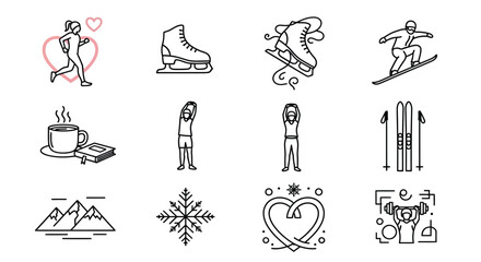 Winter activities and symbols Vector