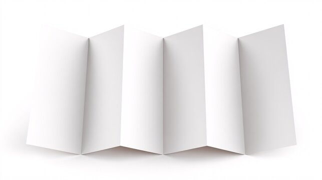 Blank white accordion fold brochure isolated on white background