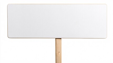 Blank White Protest Sign on Wooden Stick Isolated on White Background