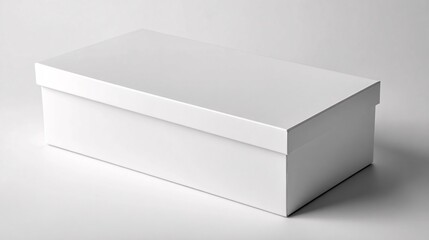 Minimalistic white rectangular box on clean white background with soft lighting
