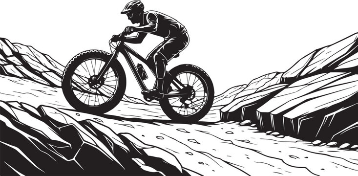 Mountain Bike Adventure Silhouette  Vector