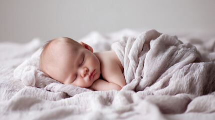 Serene Little Baby Sleeping Peacefully On White Background