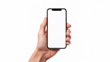 Clean Smartphone Mockup with White Screen, mobile interface template, isolated technology background