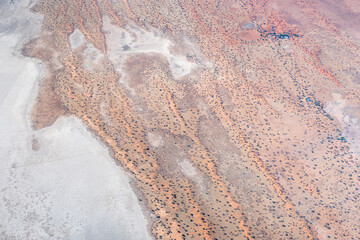 lodge and farm near pans and Kalahari parallel red dunes, near A-Jensen guest farm, Namibia