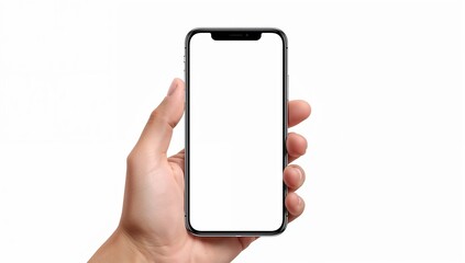 Smartphone Mockup with Empty Screen in Hand, mobile UI template, digital display concept