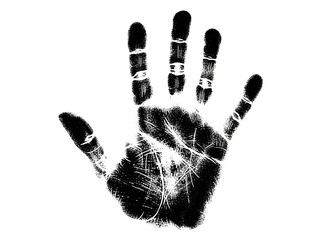 Black handprint on transparent background