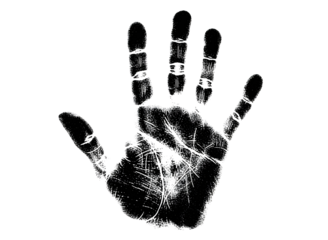 Black handprint on transparent background