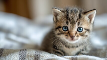 A calico kitten perched on a wooden fence, showcasing its colorful fur and curious expression.