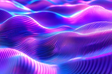Abstract neon waves in purple and blue