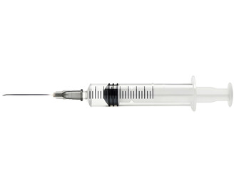 Medical syringe with needle isolated on transparent background