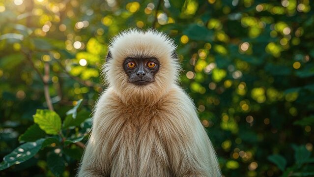 Portrait of a cute monkey with a natural background, captured in 1998.