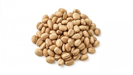 Whole nutmeg seeds isolated on white background.