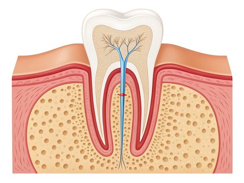 Detailed diagram of a tooth's root structure