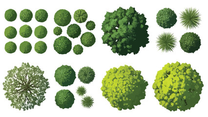 Top View Green Trees and Shrubs Vector Set for Landscape Design © sweet.love.com