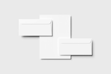 Blank envelope wit A4 paper for  mockup - 3D Rendering