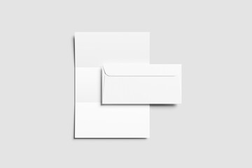 Blank envelope wit A4 paper for  mockup - 3D Rendering