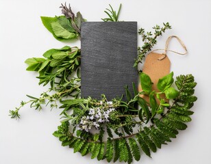 fresh herbs on blank background
